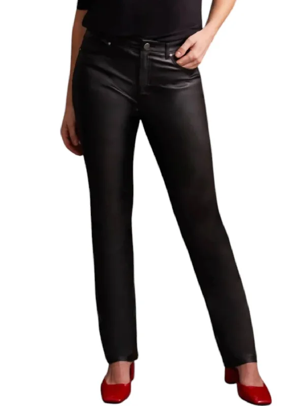 Minimal Classic Coated Straight Leg 5 Pocket Pants In Black