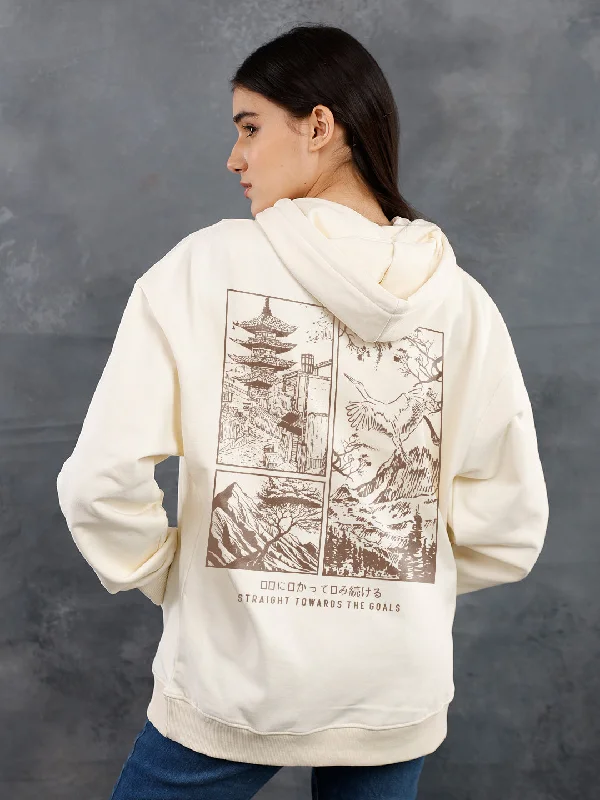 High-end Fashion Majestic View Women Drop Shoulder Premium Terry Hoodie