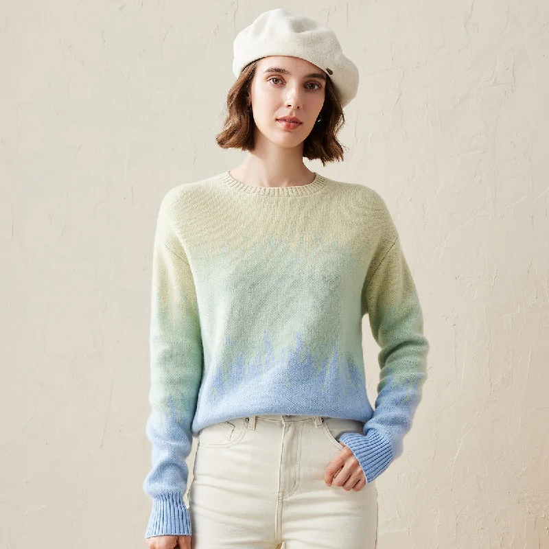Quality Tailoring 100% Cashmere Ombre Gradient Color Knit Sweater