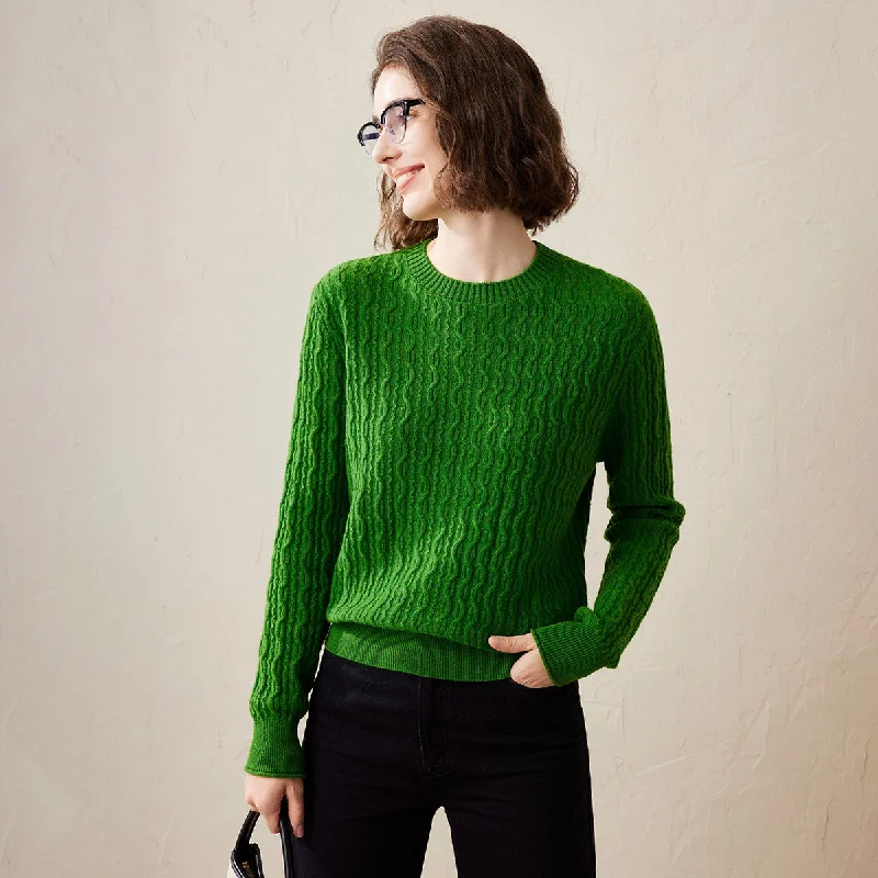 Retro Design 100% Cashmere Classic Cable Knit Sweater