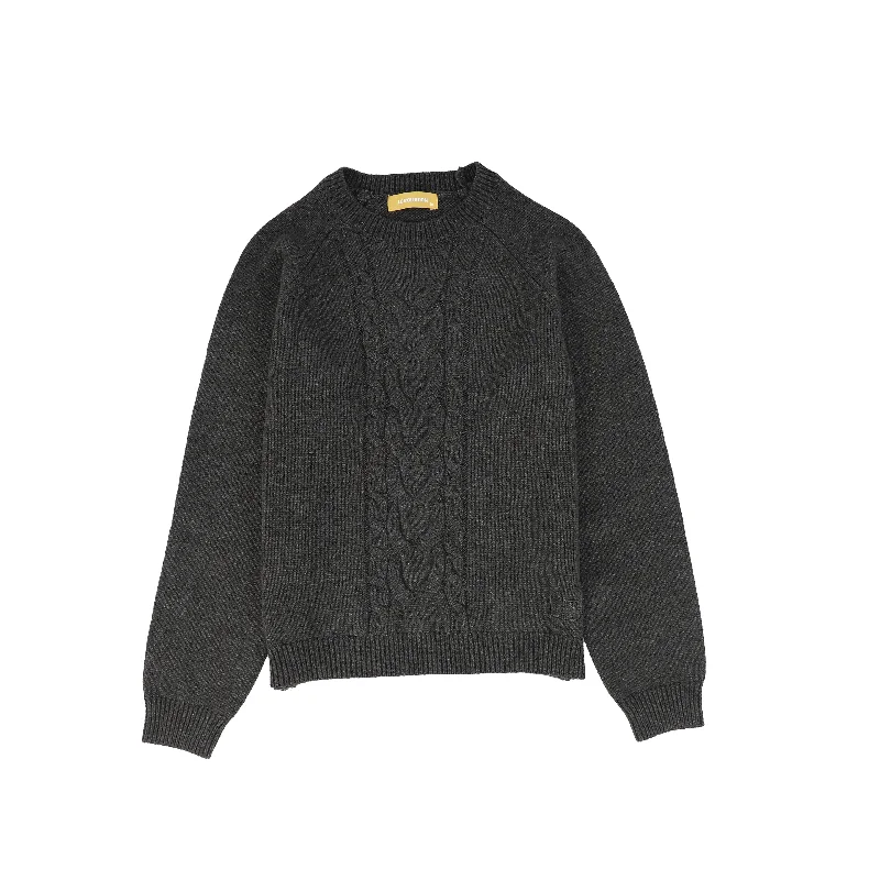 Casual Style LE BOURDON CHARCOAL BRAIDED KNIT SWEATER [FINAL SALE]