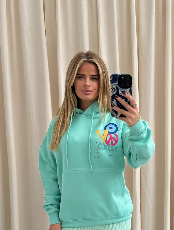 Economic Outlook XOXO Graffiti Hoodie Mint Green