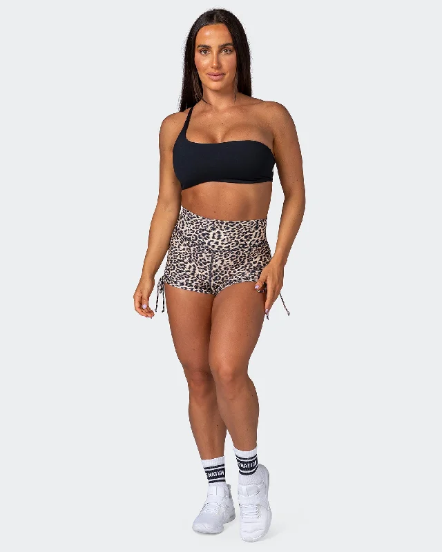 Fashion Must-have Signature Scrunch Tie Up Shorts - Yellow Leopard