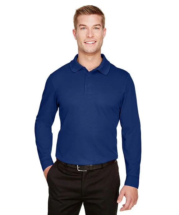 Fashionable Inner Wear DG20L - Devon & Jones CrownLux Performance® Mens Plaited Long Sleeve Polo Shirt | True Royal