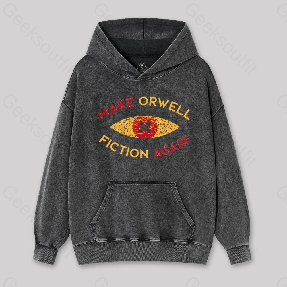 Classic Retro Make Orwell fiction again Washed Hoodie