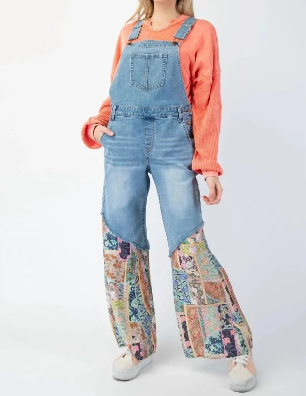 Soft Comfort Lydia Flower Child Overall In Denim