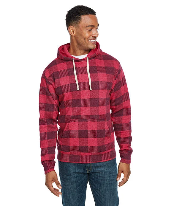 Design Trend JA8871 - J America Adult Triblend Pullover Fleece Hooded Sweatshirt | Red Triblend Buffalo