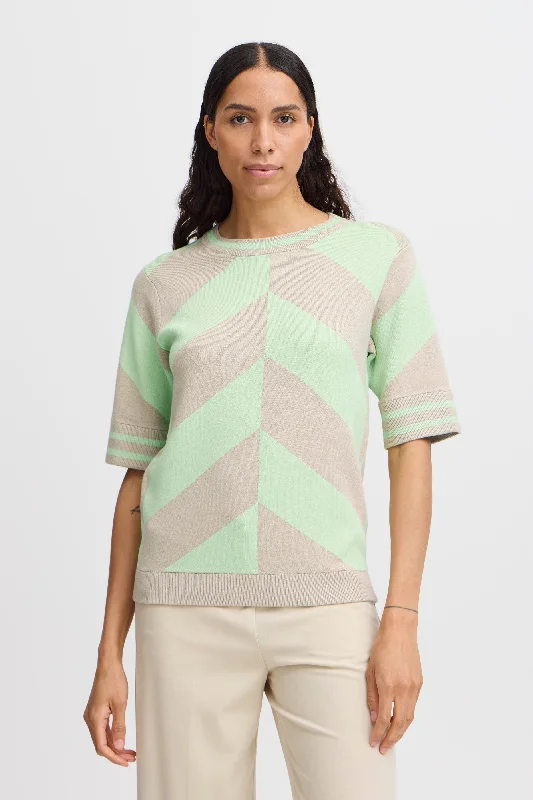 Trendy Traveler B. Young Mmorla Short Sleeve Geometric Sweater