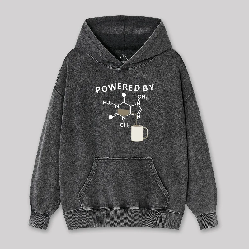 Cute Design Powered By Caffeine Washed Hoodie