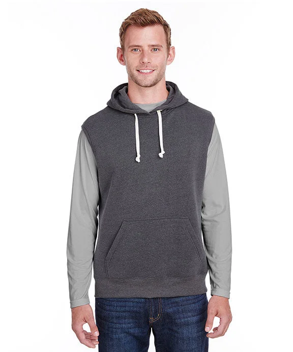 Celebrity Picks JA8877 - J America Adult Triblend Fleece Sleeveless Hooded Sweatshirt | Black Triblend
