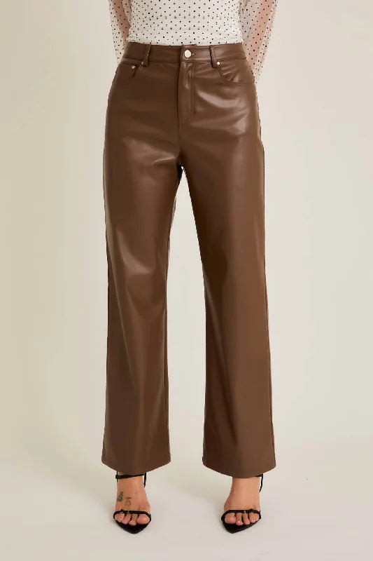 Energetic Fallin' For You Leather Pant In Brown