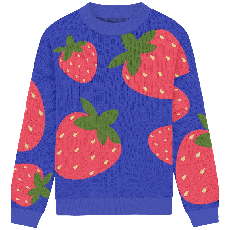 Age-reducing Style Strawberry Knit Crewneck