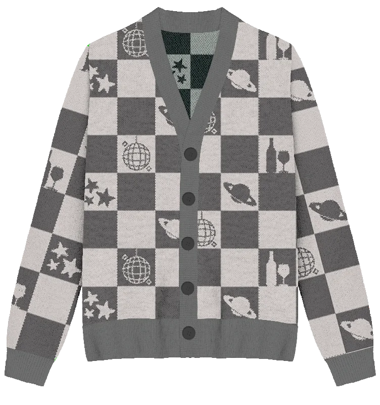 New Season Series Folklore Checkered Knit Cardigan