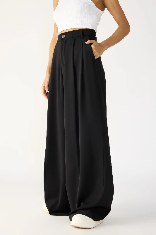 Versatile Itinerary Silken Black Flared Formal Korean Pants