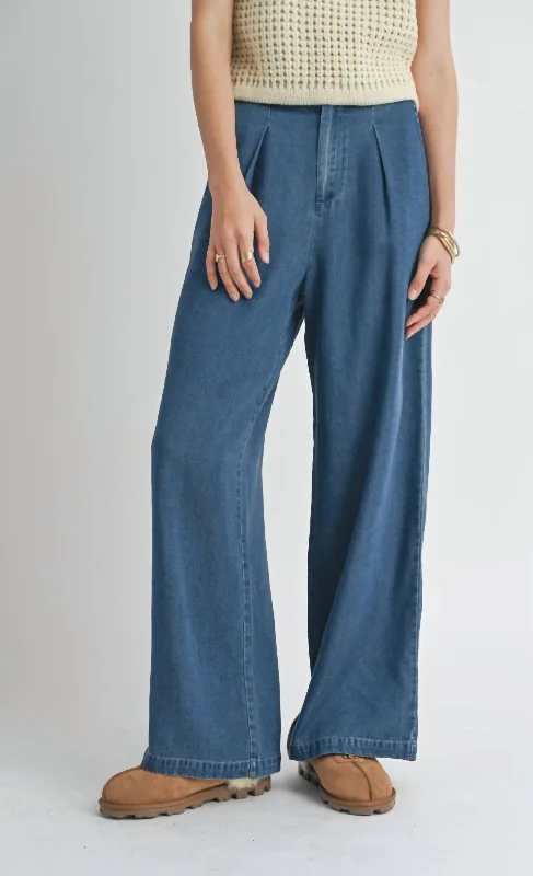 Retro Skirt Design Archives Wide Leg Pants In Dark Chambray