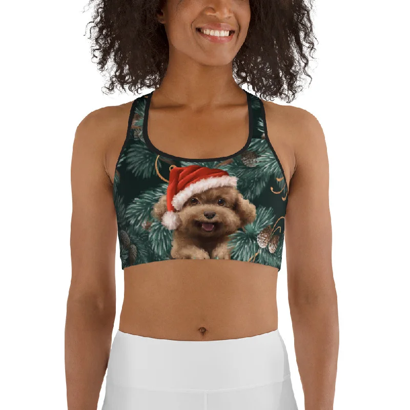 Hip-hop Style Santa Puppy Sports Bra
