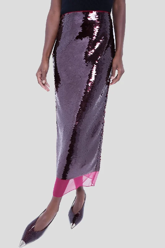 Comfortable Tops Burgundy Kazu Jelly Sequins Skirt