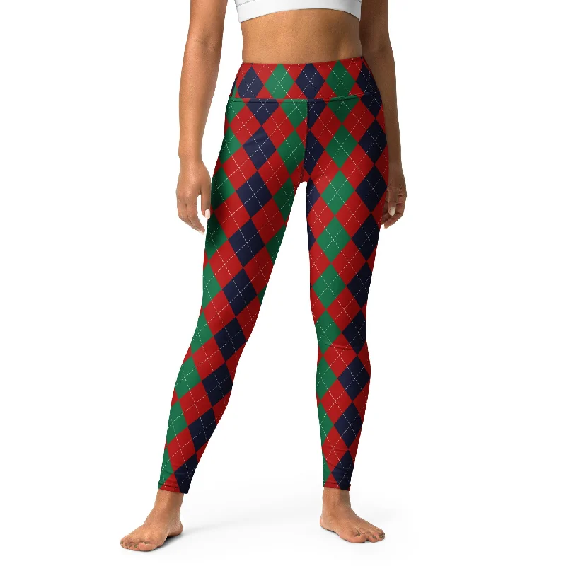 Refreshing Design Christmas Argyle Yoga Leggings