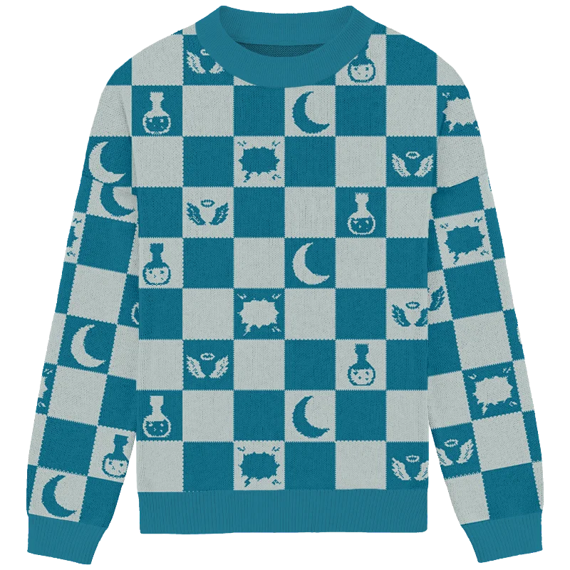 Modern Tailoring Snow Angel Checkered Knit Crewneck