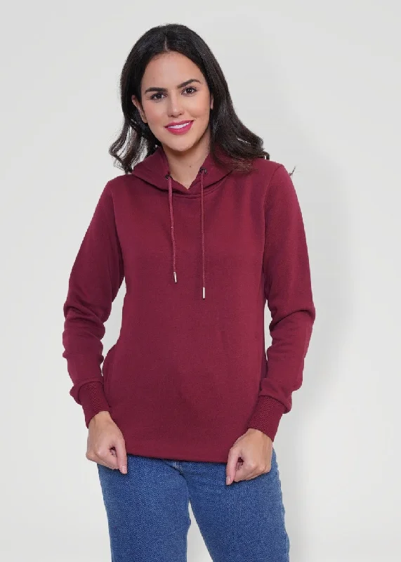 Sports Tights Wine Solid Hoodie Sweatshirt For Women | Pronk