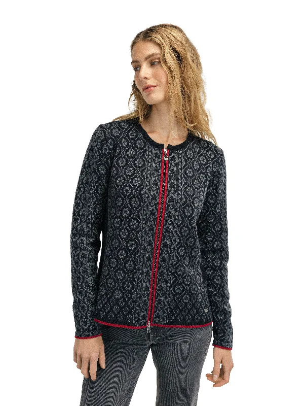 Casual And Versatile Dale of Norway - Singsaker Feminine Jacket - Black/Redrose
