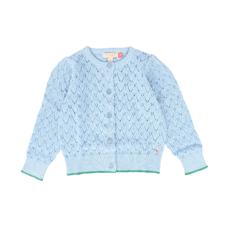 Dessert Matching PINK CHICKEN LIGHT BLUE DESIGN KNIT TRIM CARDIGAN [FINAL SALE]
