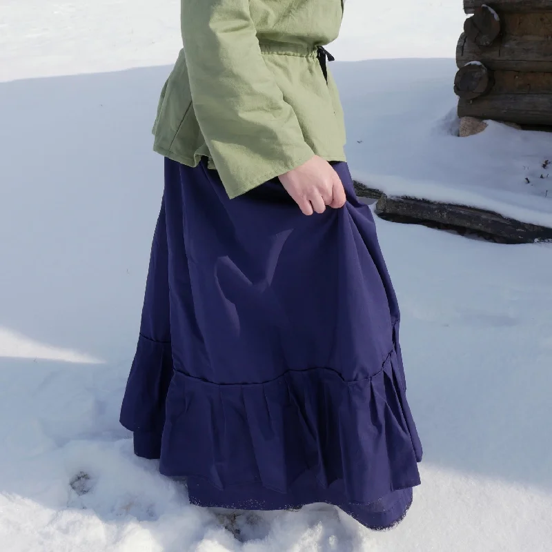 Comfortable and simple Flounced Drawstring Cotton Skirt - Solid Color