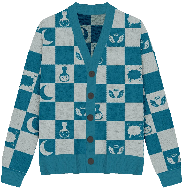 Lazy Home Snow Angel Checkered Knit Cardigan