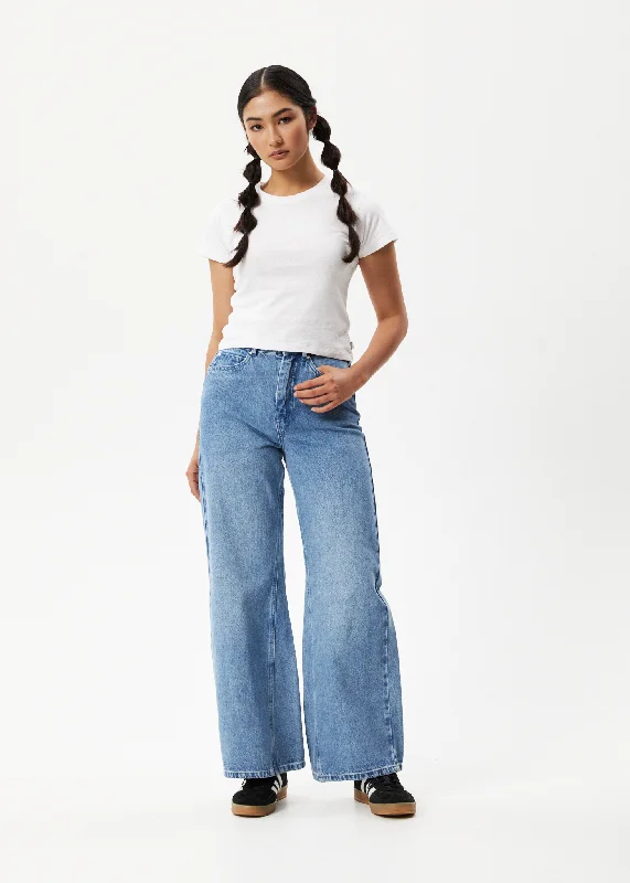 Easygoing Fashion AFENDS Womens Gigi - Denim Flared Jeans - Worn Blue