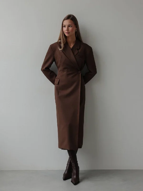 Sports Zipper Style Sophisticated Brown Tailored Dress