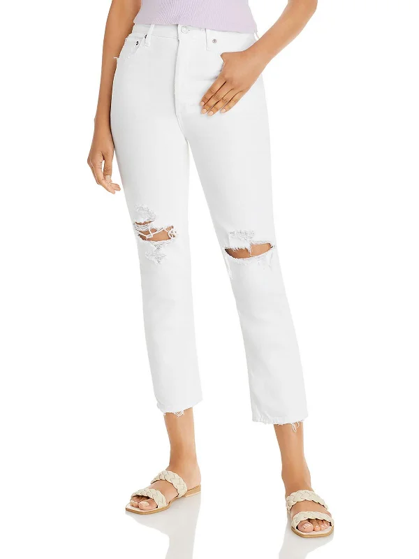 Cozy Outfit Womens Denim Distressed Cropped Jeans