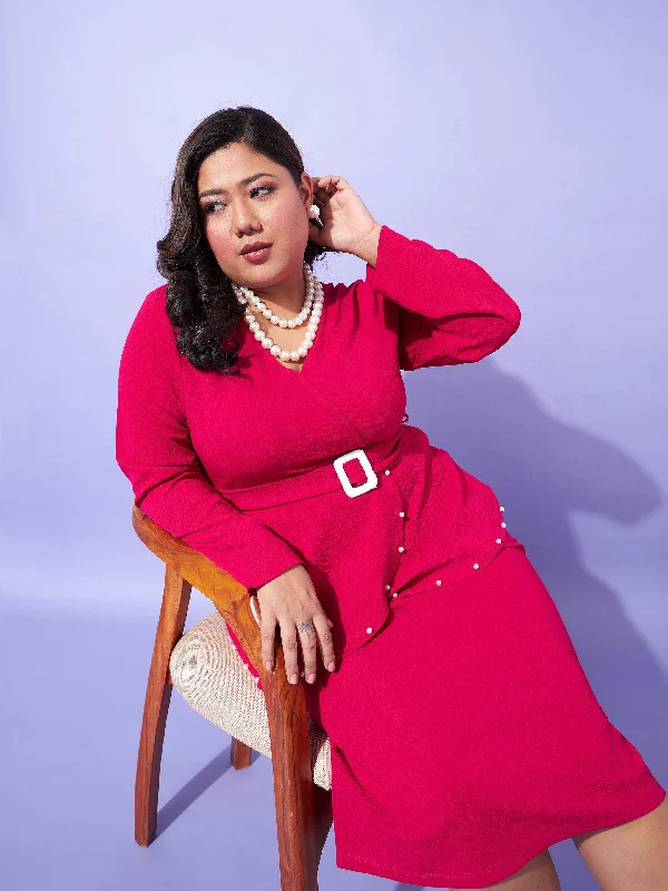 Exquisite workmanship Women Fuchsia Peplum Bodycon Dress