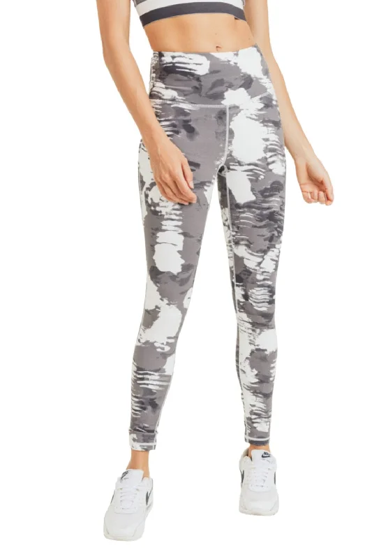Short Design Mono B White Cloud  Print Highwaist Leggings APH2938