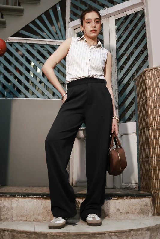 Sports fitness shoes Lurk Black Women's Textured Korean Pants