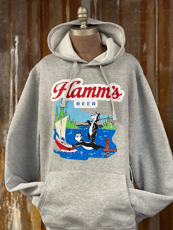 Easy Fashion Hamm's Sailboat Bear Hoodie- Heather Grey