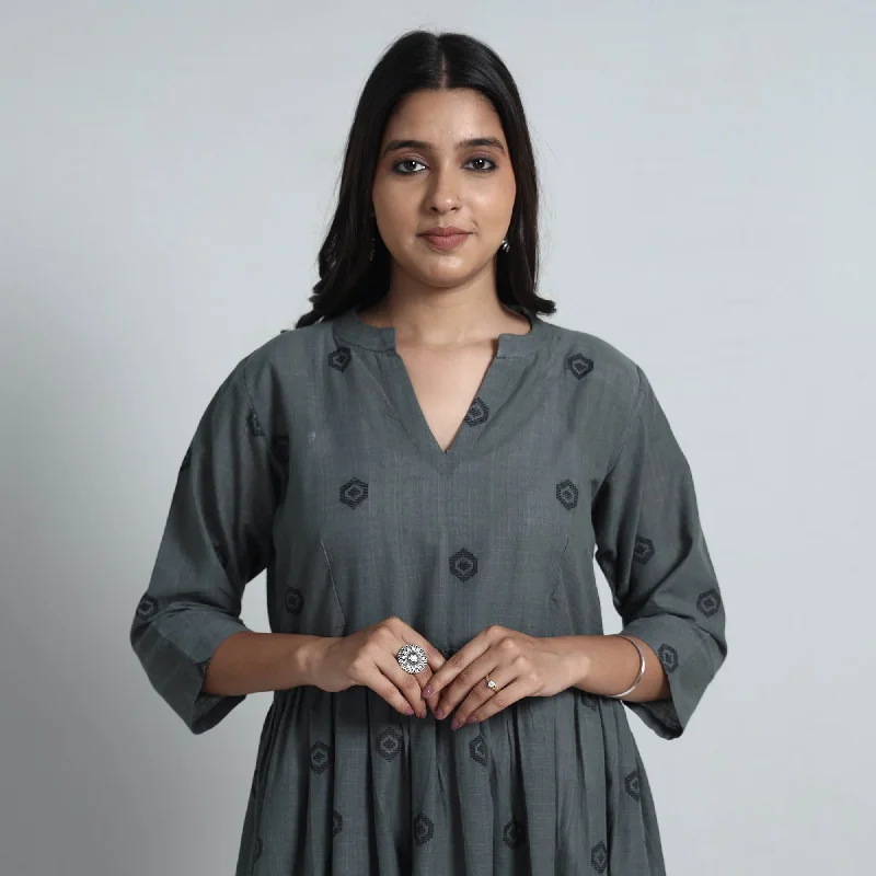 Classic style Dark Grey - Exquisite Jacquard Cotton Dress