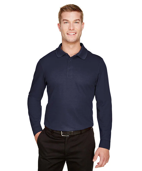Romantic Data DG20LT - Devon & Jones CrownLux Performance® Tall Plaited Long Sleeve Polo Shirt | Navy
