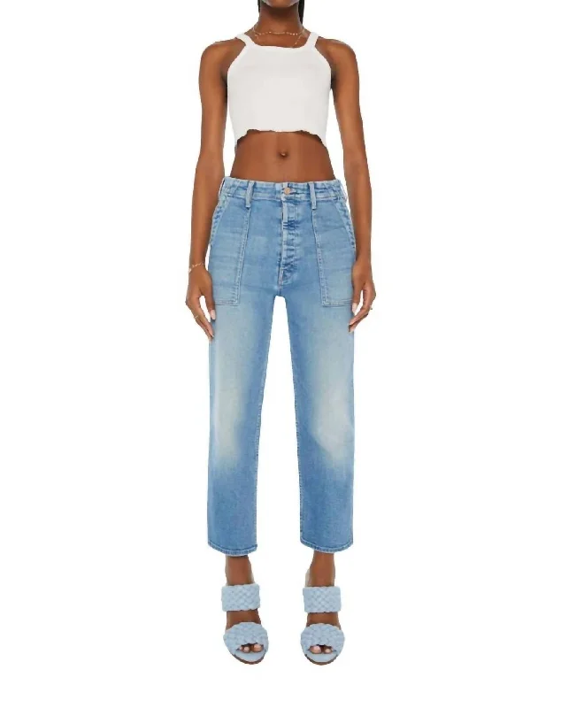 Luxury Fashion Patch Pocket Private Flood Jeans In Flag Me Down
