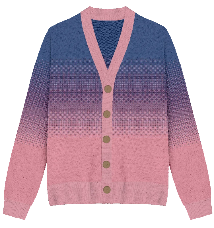 Floral Prints Bisexual Faded Knit Cardigan
