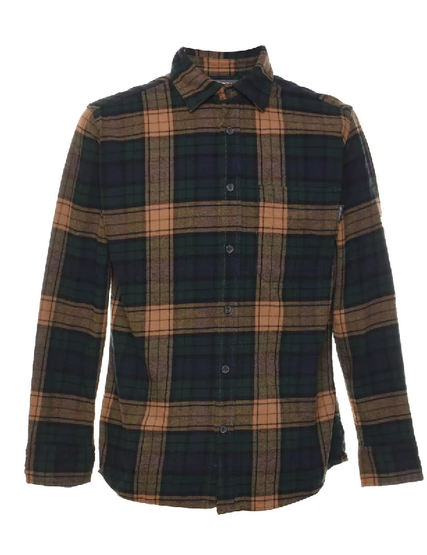 Easygoing Style Eddie Bauer Beige & Black Flannel Shirt - M