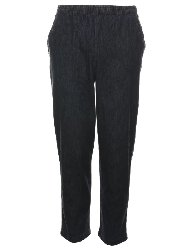 Warm Atmosphere Dark Wash Elasticated Waist Denim Trousers - W26 L27