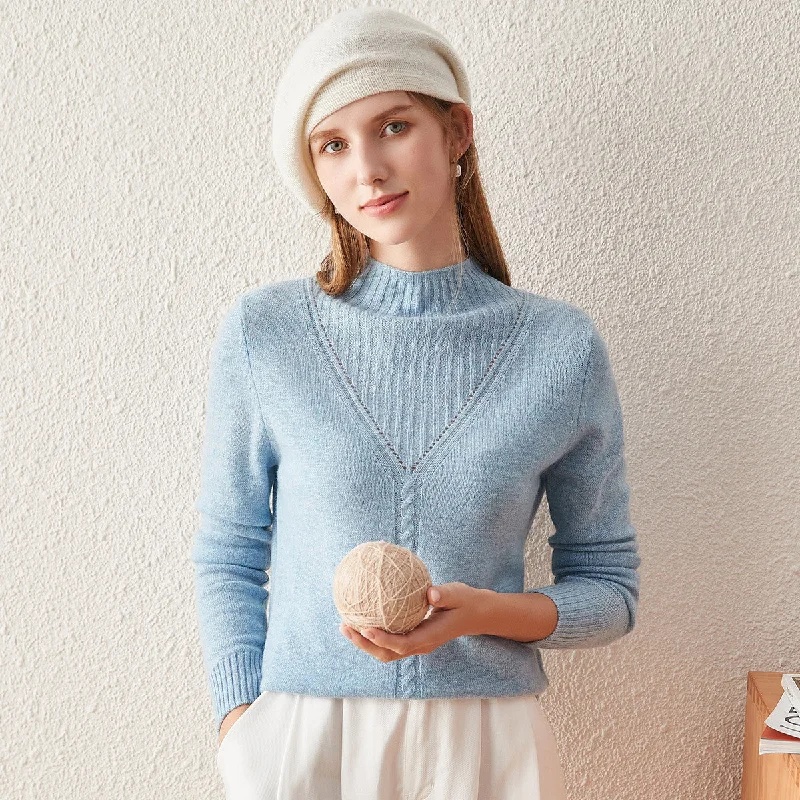 Personalized Wear 100% Cashmere Mock Neck Cable Knit Sweater