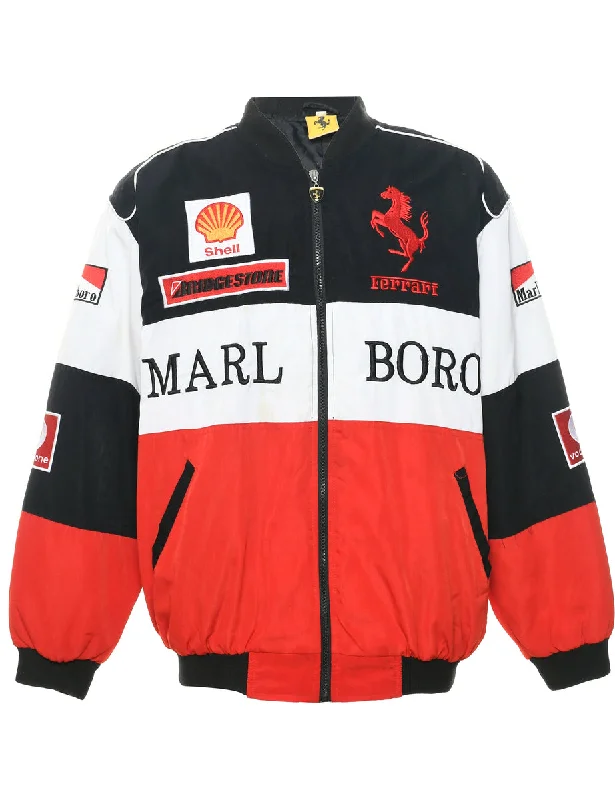 Sports Yoga Style Ferrari Zip Front Bomber Jacket - L