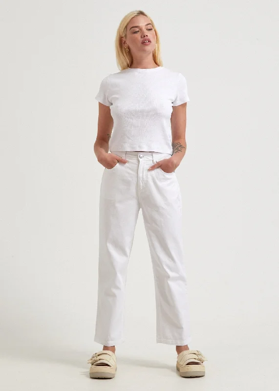 Skirt style AFENDS Womens Shelby - Twill Wide Leg Pants - White