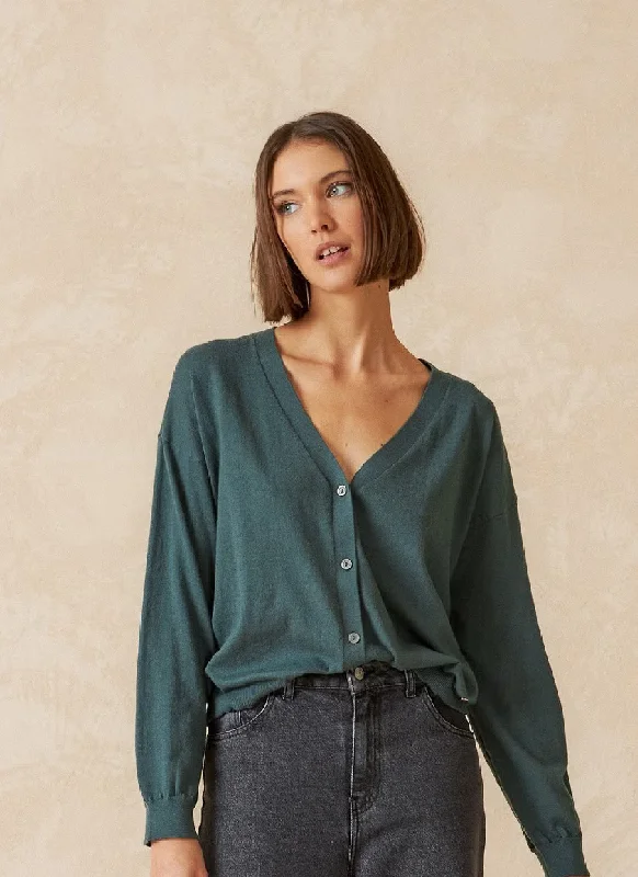 Personal Charm Indi & Cold Cotton V-Neck Cardigan