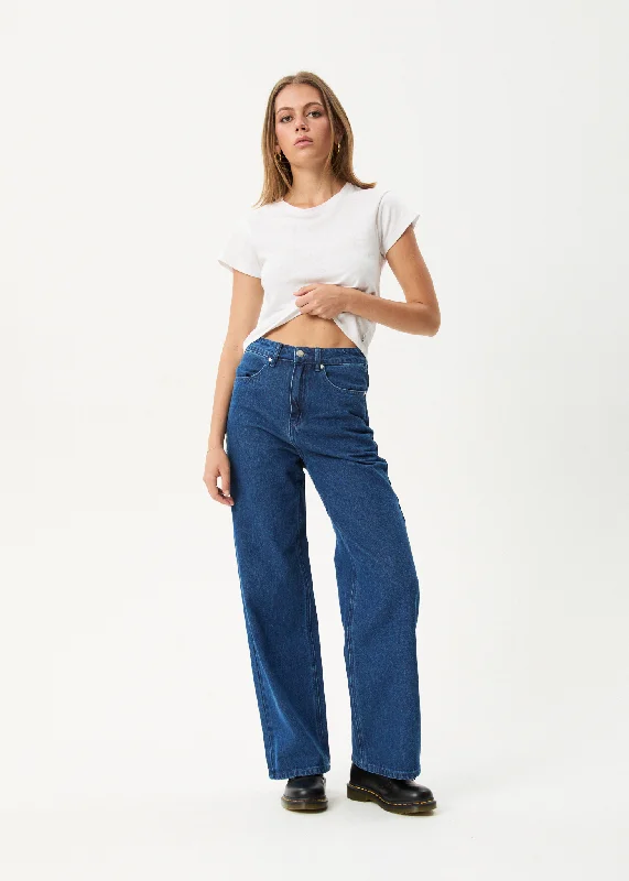 High-quality Design AFENDS Womens Bella - Denim Wide Leg Baggy Jean - Authentic Blue