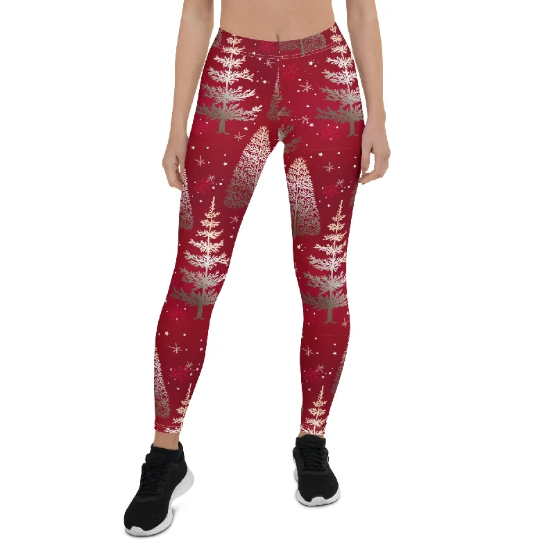 Fashion And Simplicity Silver Noel Pines Leggings