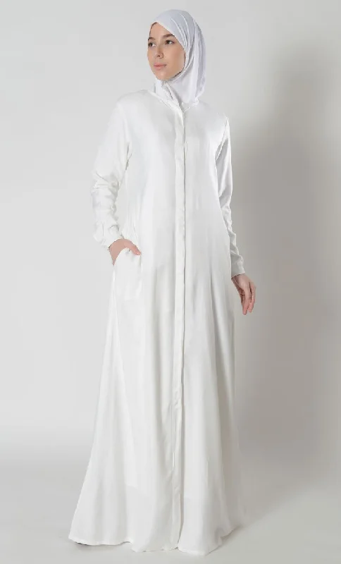 Energy Wear Front Open Button Down Hajj Umrah Abaya Dress Available Only at Eastessence