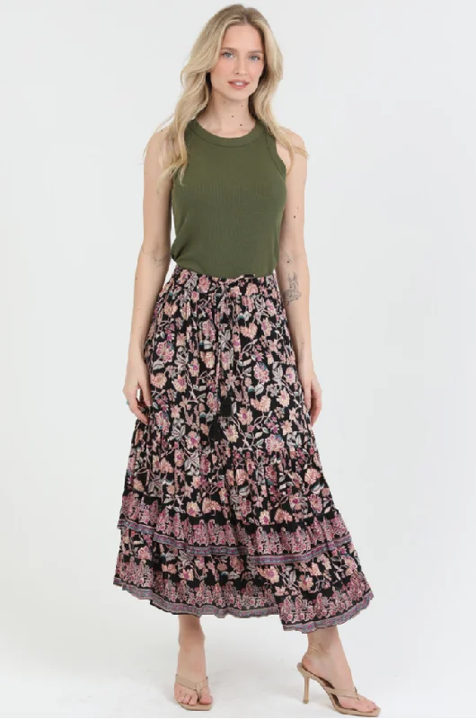 Retro Style Boho Floral Skirt