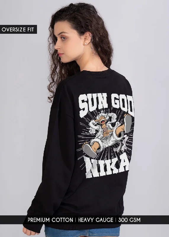 Dressing Tips Sun God Printed Oversized Sweatshirt Womens